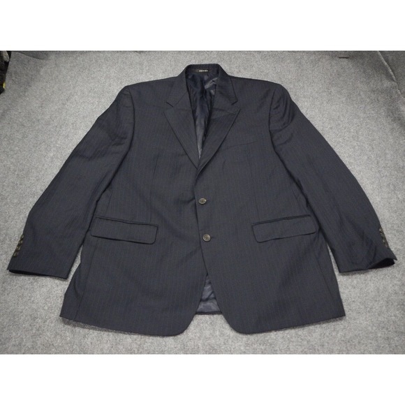 Lauren by Ralph Lauren Blazer‎ Blue Pinstripe Men's Size 46R 100% Wool 2 Button - Picture 1 of 10